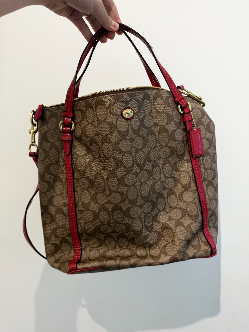 Coach Signature Canvas Tote with Red Leather Trim - Picture 7 of 7